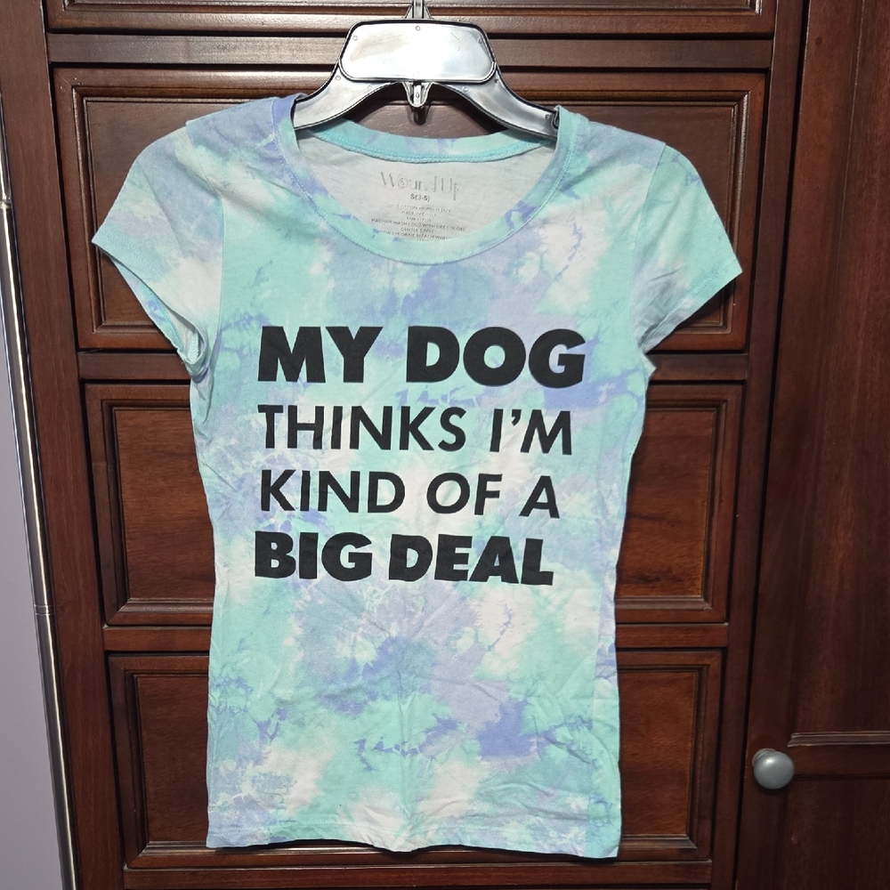 Wondershop Blue, Purple, And Teal Tie-Dye Dog Lover Tshirt Juniors S